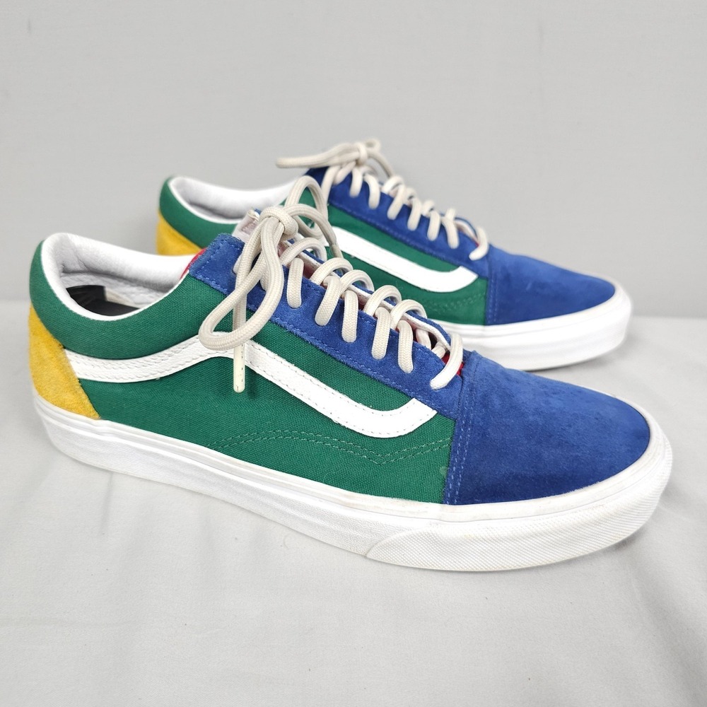 Vans Old Skool Shoes Men Size 9 Yacht Club Blue Red Yellow Suede Canvas Low